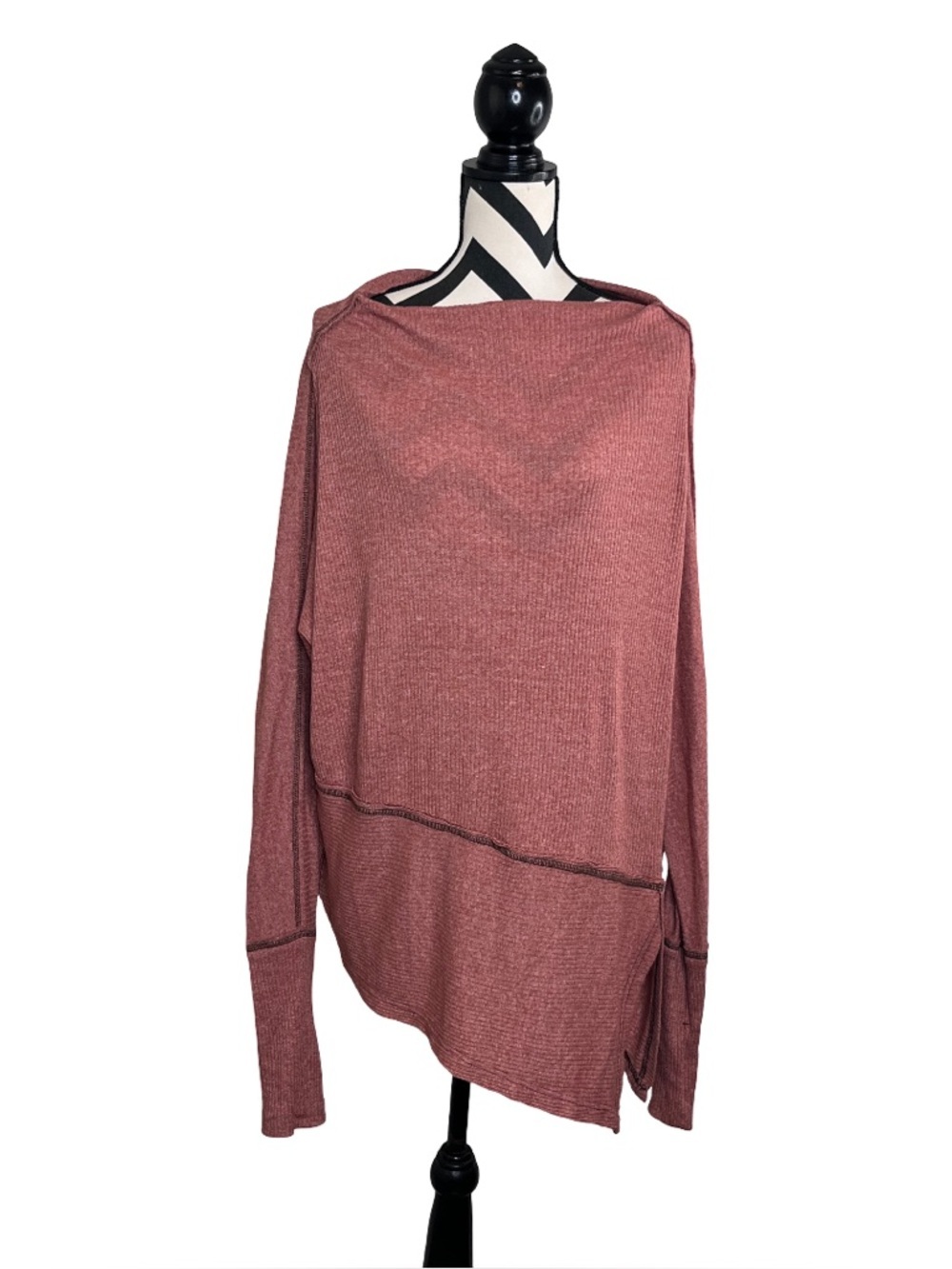 We The free Londontown Sz M Thermal Ribbed Rust Boho Tunic Top